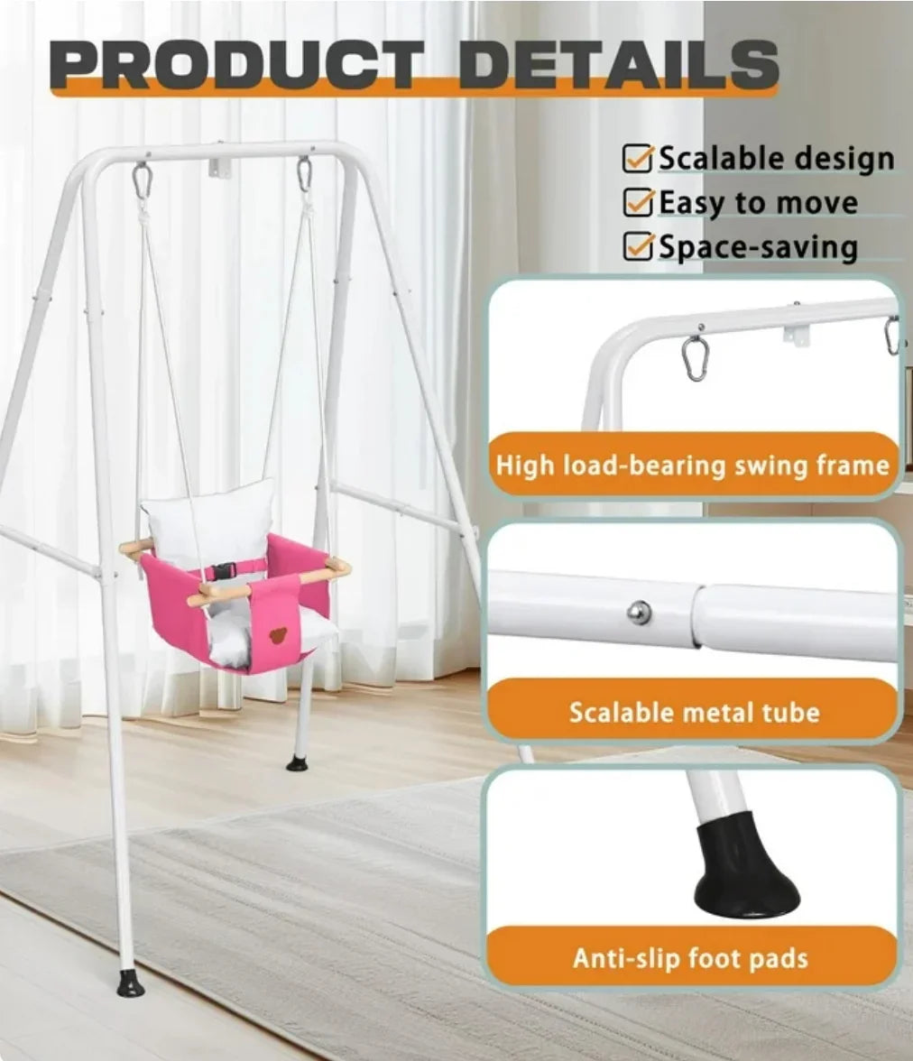NEW Toddler Swing Set with Canvas Cushion Seat, Pink - Me n Mommy To Be