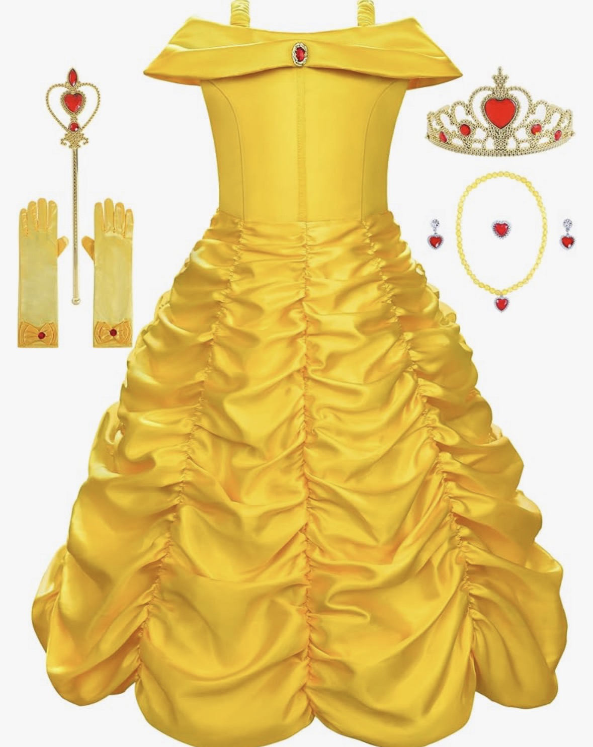 NEW Knemmy 6pc Princess Beauty & The Beast Costume with Accessories Yellow sz 5T