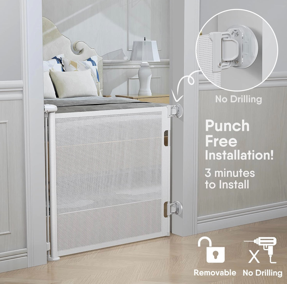 NEW Retractable Baby Gate up to 55" White