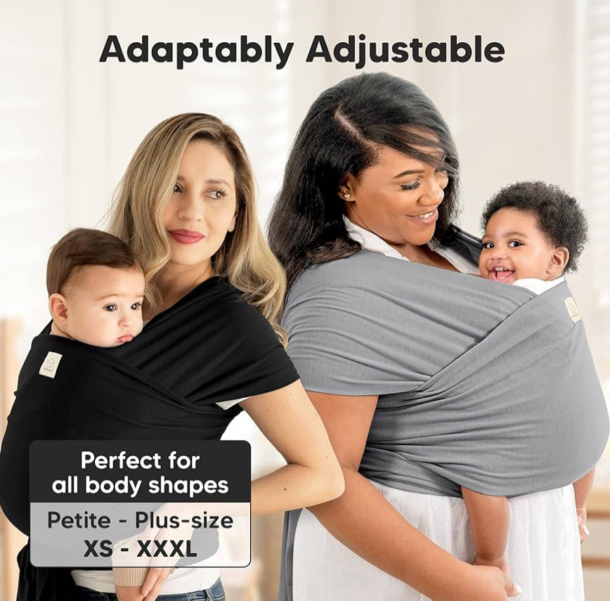 KeaBabies Original Baby Wrap Carrier - Black 7-35lbs