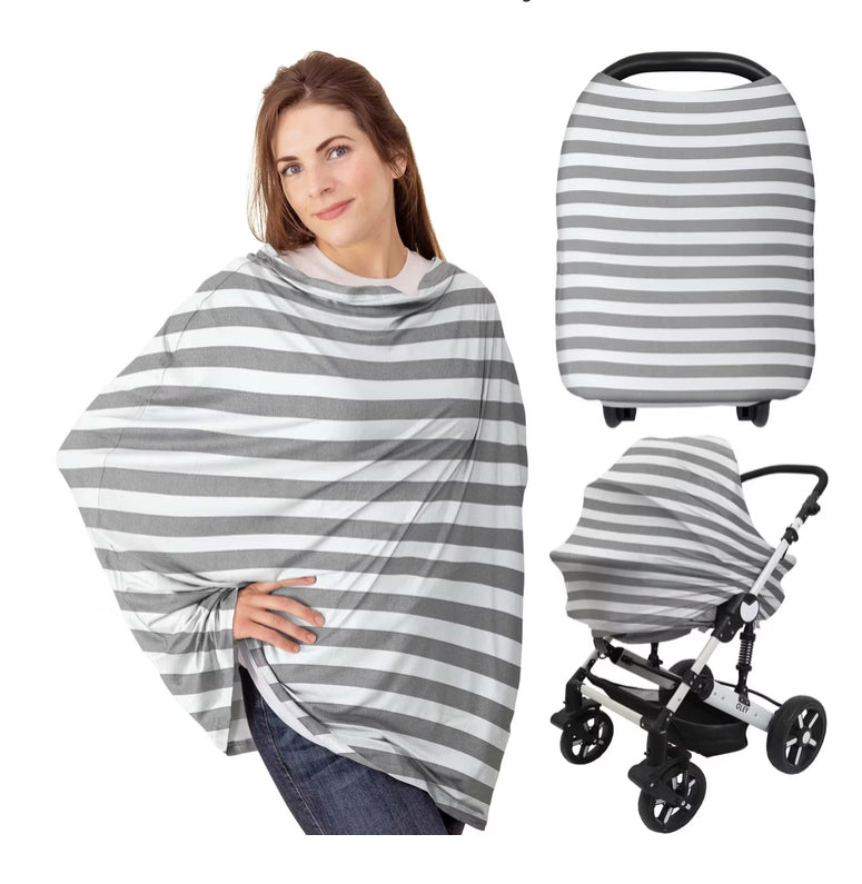 PPOGOO Nursing Cover Grey/White Striped