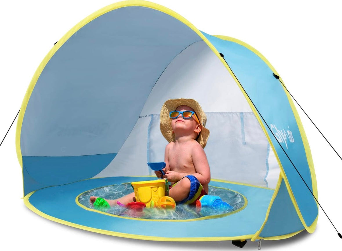Glymnis Pop Up Baby Beach Tent with Pool Blue
