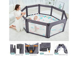 Doradotey 8 Panel Playpen in Deep Grey  79"x71"