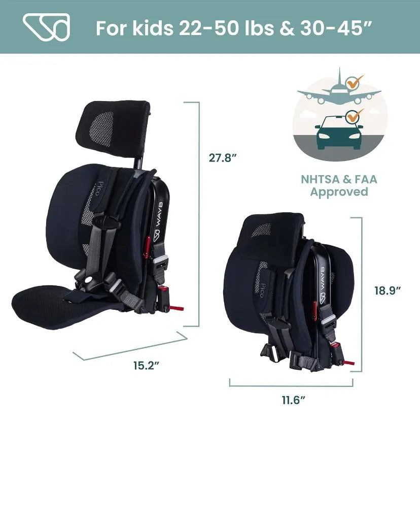 Pico Portable Car Seat + Carry Bag Black