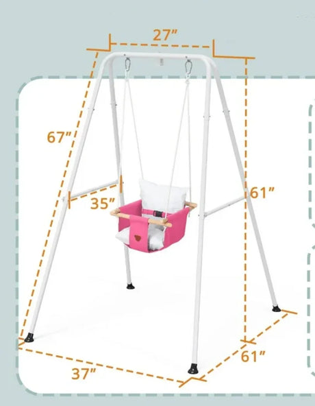 NEW Toddler Swing Set with Canvas Cushion Seat, Pink - Me n Mommy To Be