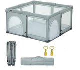 Heyo.ja Foldable 59x71'' Playpen with Mat, Grey