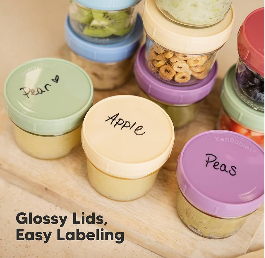 NEW KeaBabies Glass Food Prep Jars 12pk