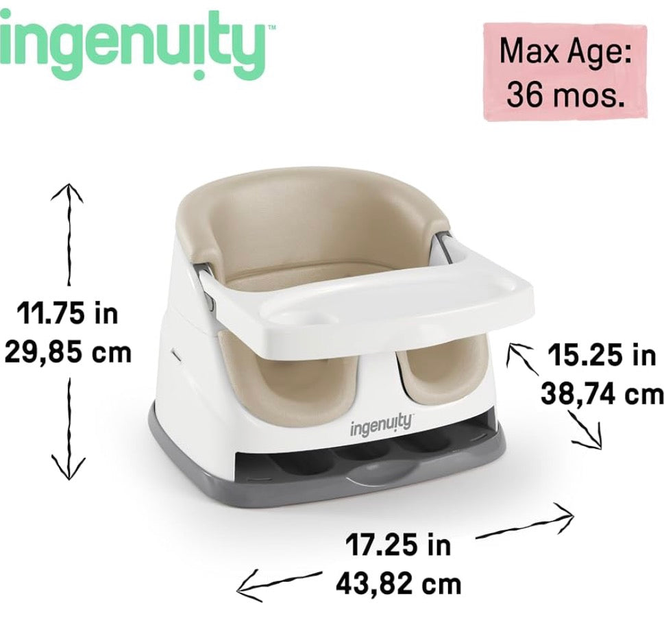 NEW Ingenuity Baby Base 2-in-1 Booster Feeding & Floor Seat - Cashmere