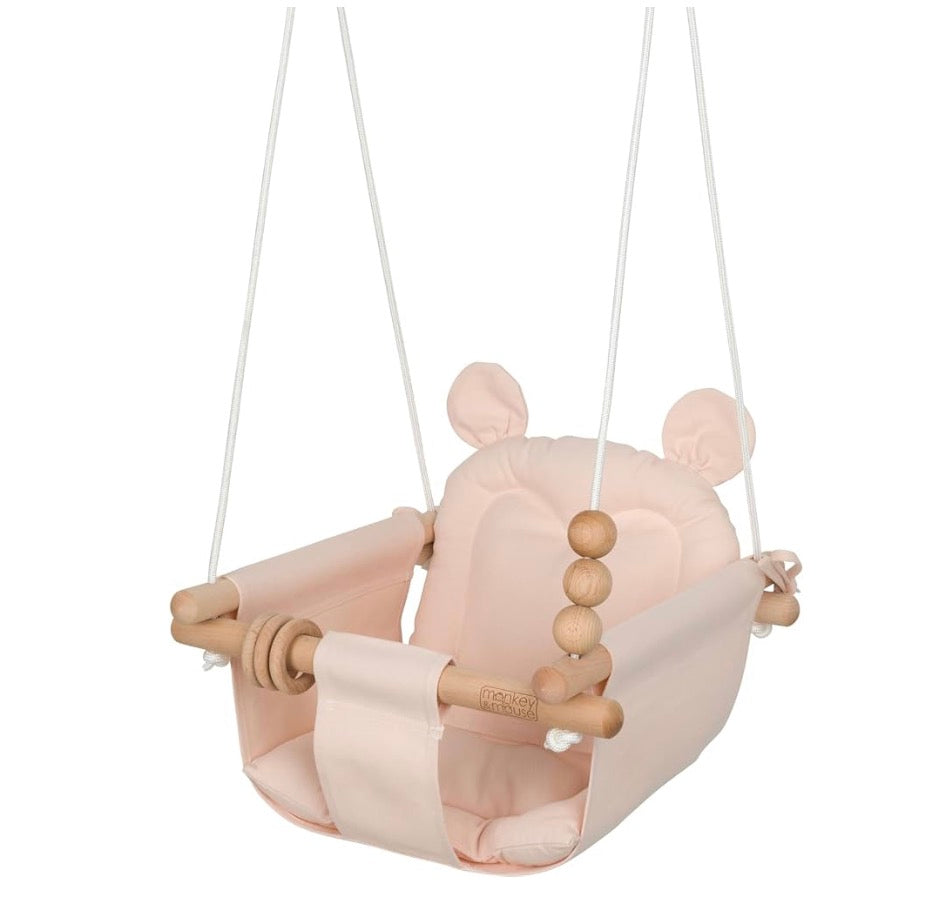 Monkey & Mouse Canvas Baby Swing, Pink