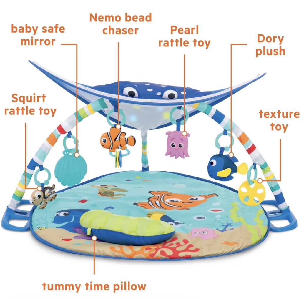 NEW Bright Starts Disney Baby Finding Nemo Mr. Ray Ocean Lights & Music Gym