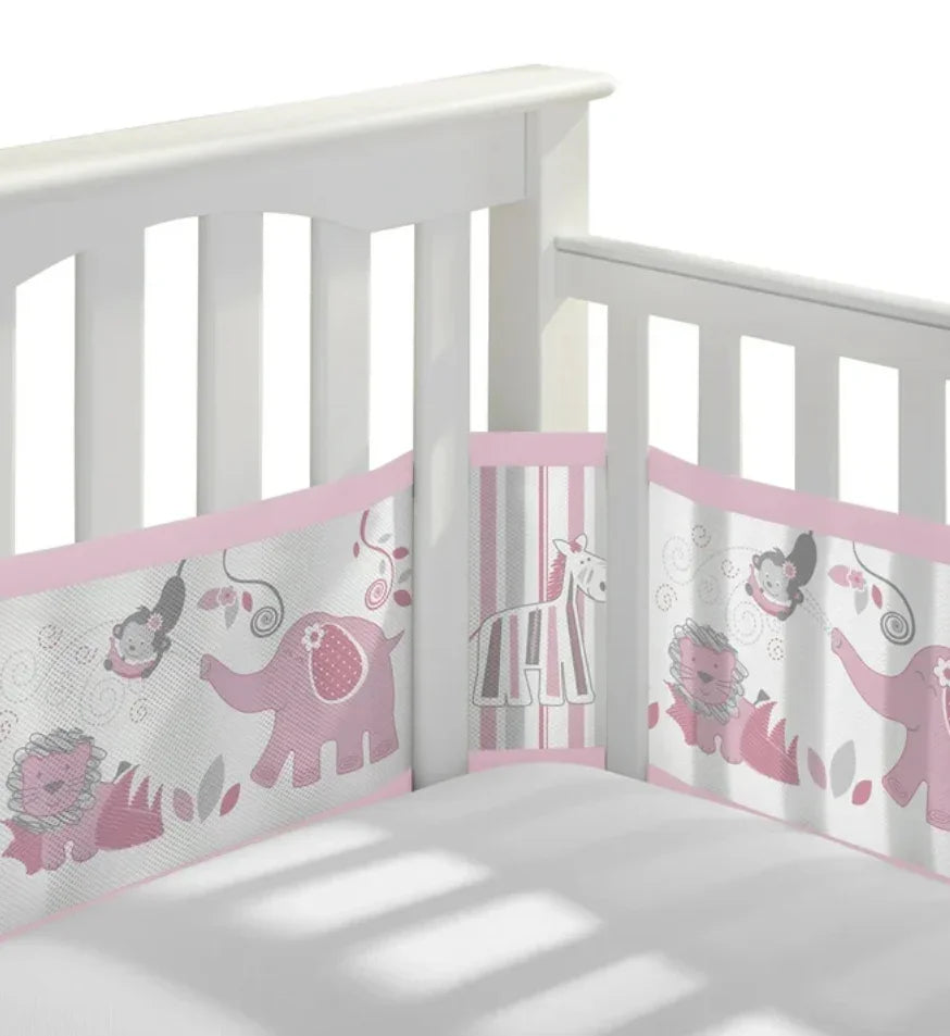 BreathableBaby Breathable Mesh Crib Liner in Pink Print - Me n Mommy To Be