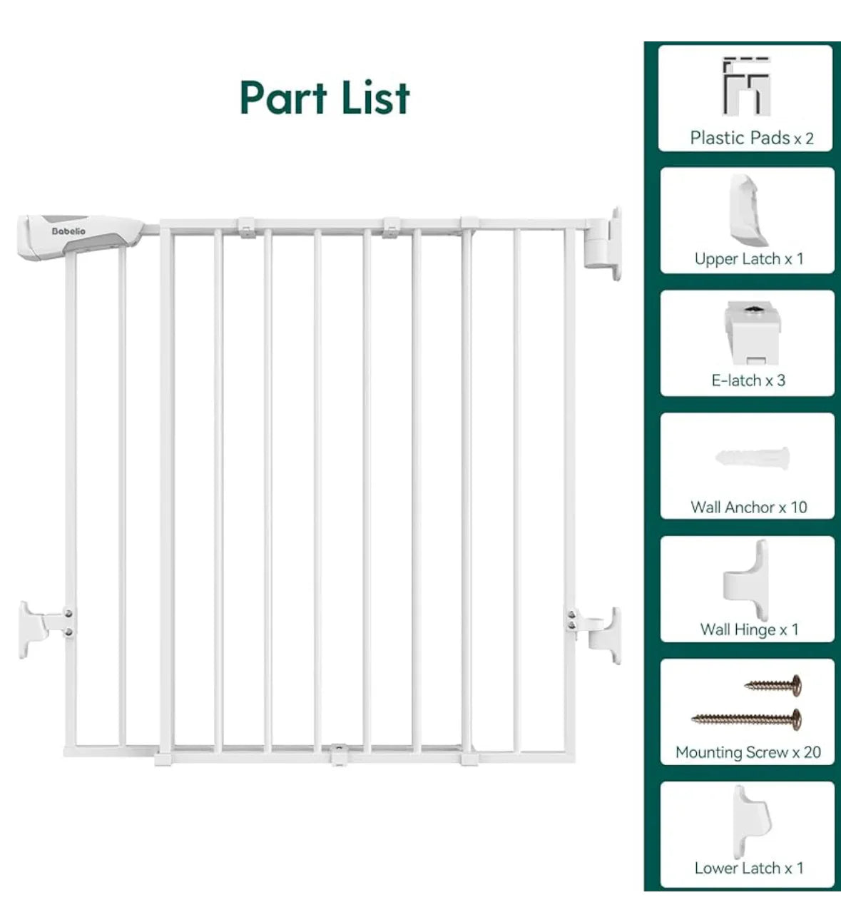 NEW Babelio Boundless B17 Baby Gate, White (26-43'' Wide, 28'' Tall)