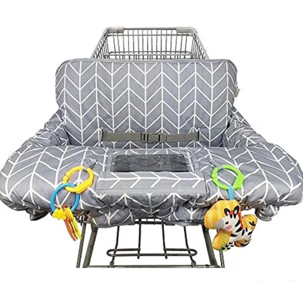 NEW IcoPuca 2-in-1 Shopping Cart Cover in Grey Chevron