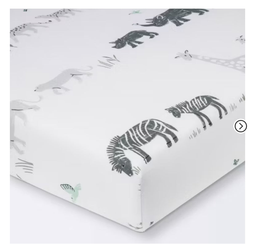 Cloud Island Fitted Crib Sheet Two by Two Animals