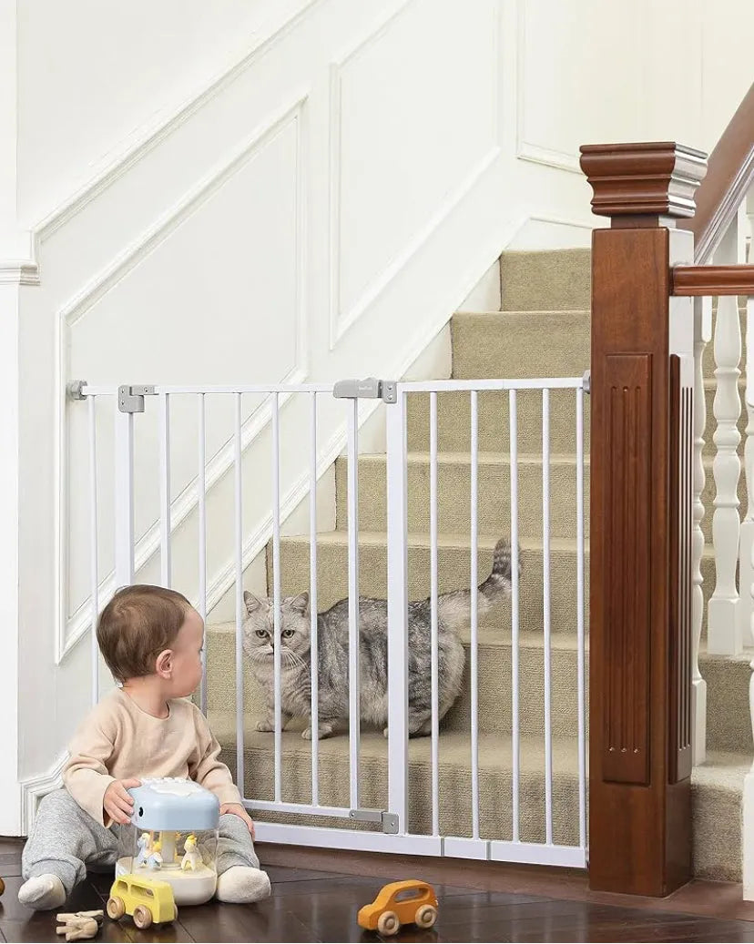 InnoTruth 28.9-42.1" Wide Baby Gate for Stairs, 30" Tall White