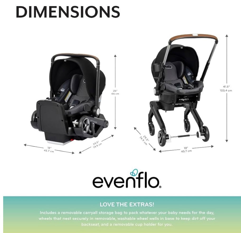 NEW Evenflo Shyft DualRide Infant Car Seat & Stroller Travel System in Beaufort Black
