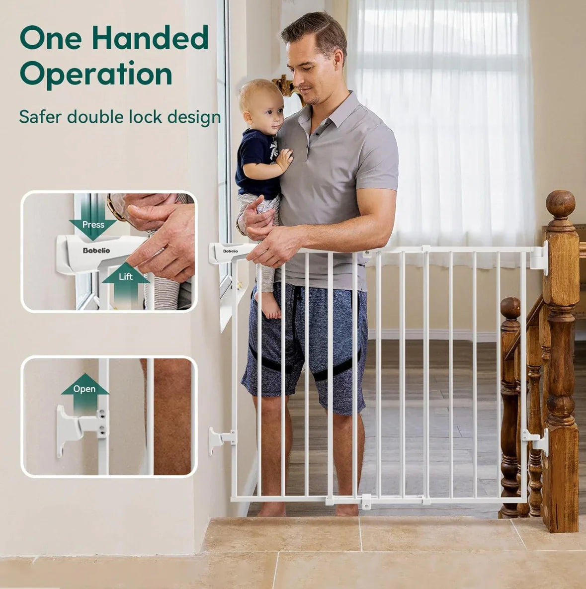 NEW Babelio Boundless B17 Baby Gate, White (26-43'' Wide, 28'' Tall)
