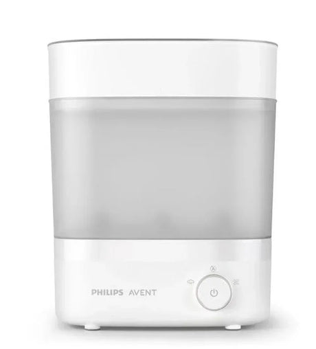 Philips Avent electric baby bottle sterilizer, white and grey, countertop design