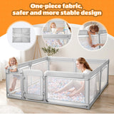 Extra Large Playpen with Safety Gate, Light Grey