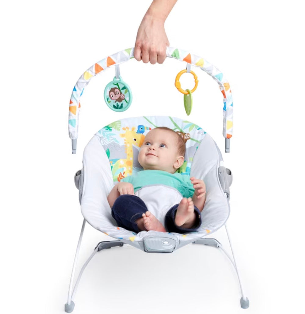 NEW Bright Starts Safari Fun Vibrating Baby Bouncer