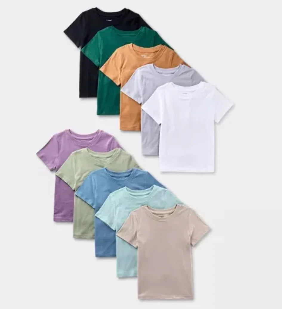 NEW Cat & Jack Boys' 10pk Short Sleeve Solid T-Shirts sz 4T