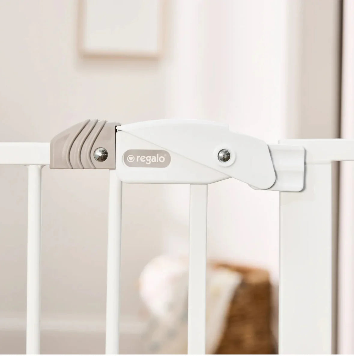 Regalo Extra Tall Easy Step Metal Walk Through Baby Gate in White