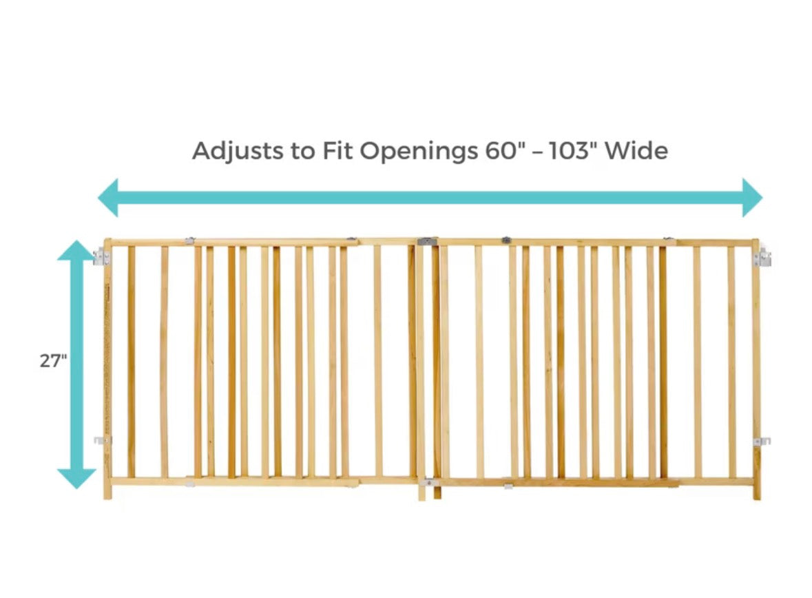 Toddleroo by North States Extra-Wide Swing Wood Gate 60-103''