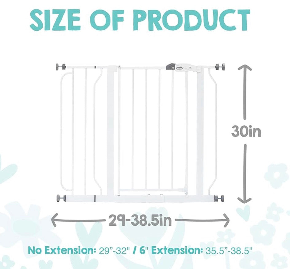 Regalo Easy Step Metal Walk-Through Safety Gate, White 29-38.5''