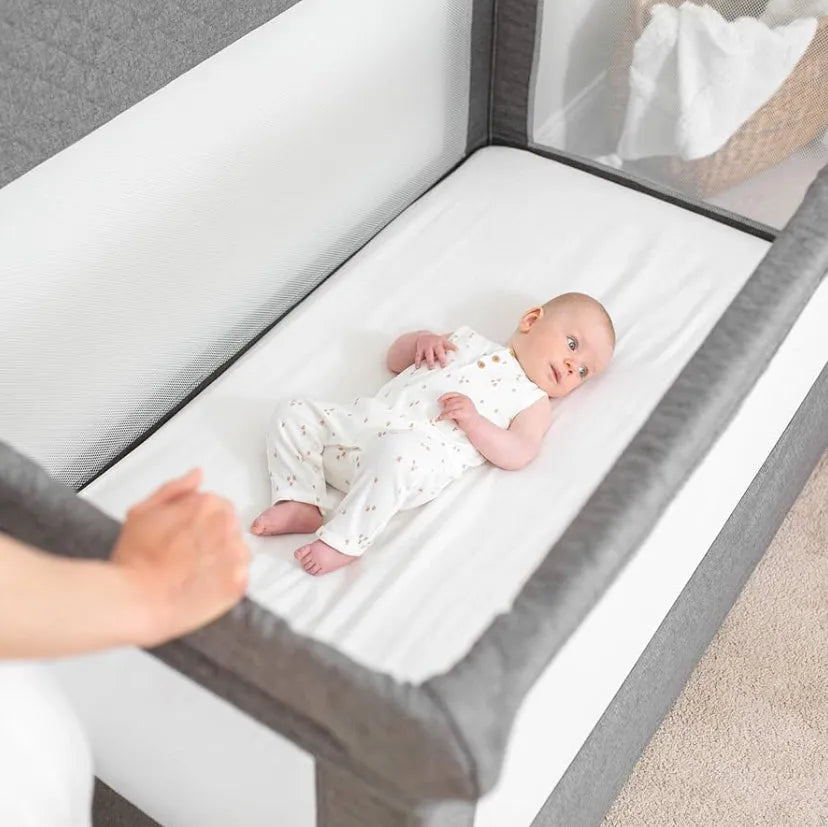 Lunaire Full Size Mesh Crib and Playard in Driftwood Grey