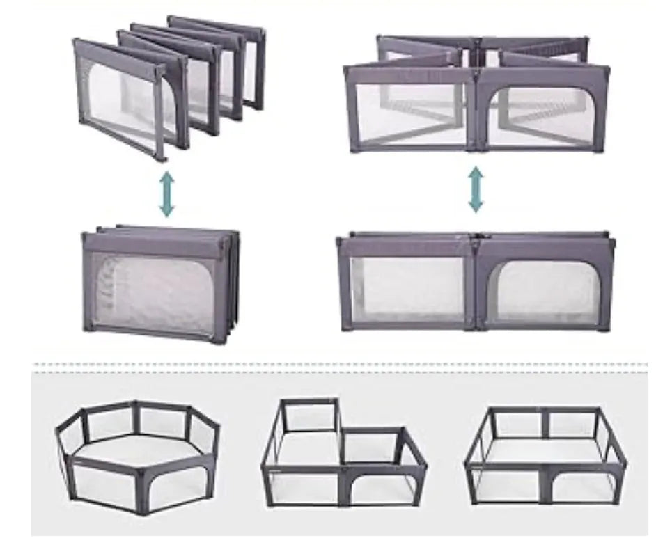 Doradotey 8 Panel Playpen in Deep Grey  79"x71"
