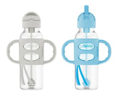 NEW Dr. Brown's Milestones Narrow Sippy Straw Bottles with Silicone Handles 8oz 2pk