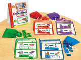 Children's early literacy phonics activity set with word cards, letter tiles, and instructions