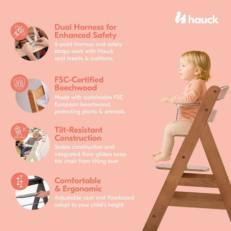 NEW hauck Alpha Grow Along Walnut Booster High Chair - Me n Mommy To Be