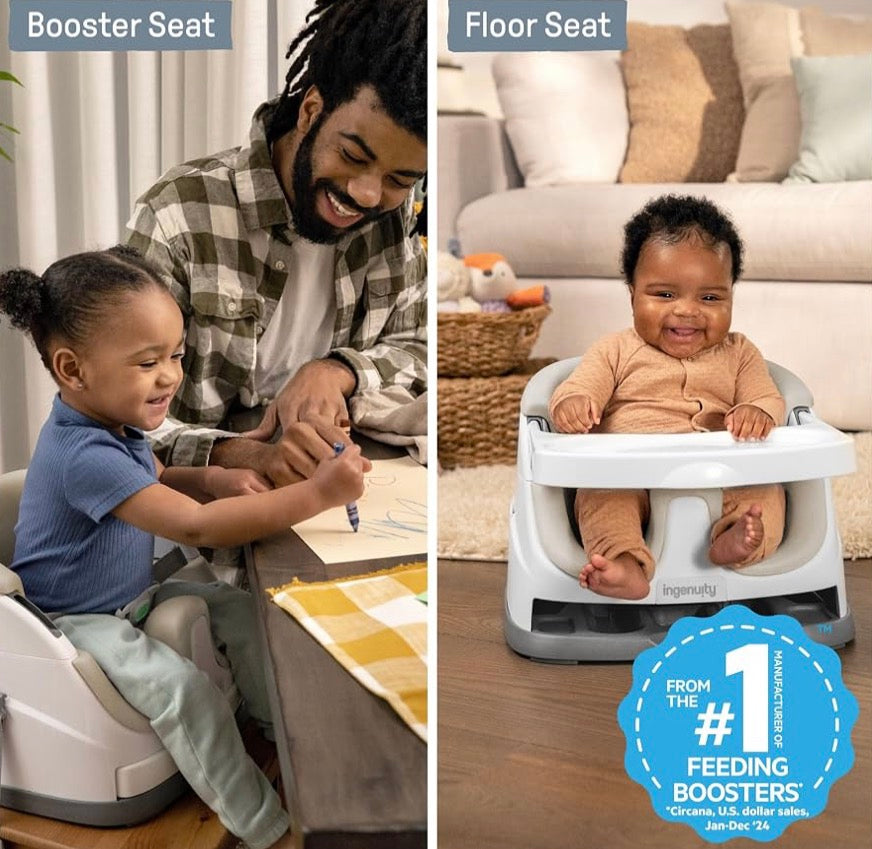 NEW Ingenuity Baby Base 2-in-1 Booster Feeding & Floor Seat - Cashmere