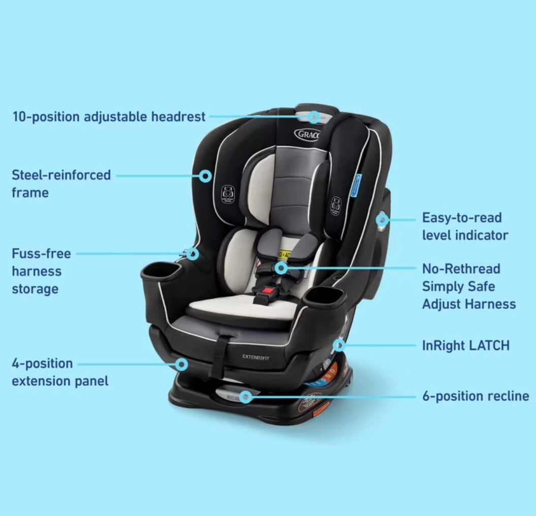 NEW Graco Extend2Fit Convertible Car Seat in Gotham