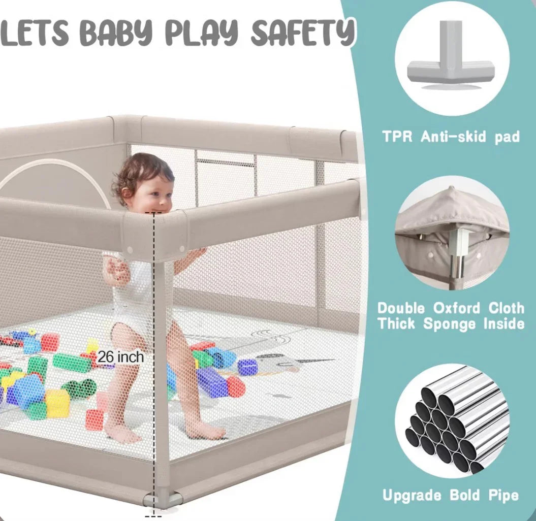 Flying Fish Baby Playpen with Reversible Mat, 47x47in