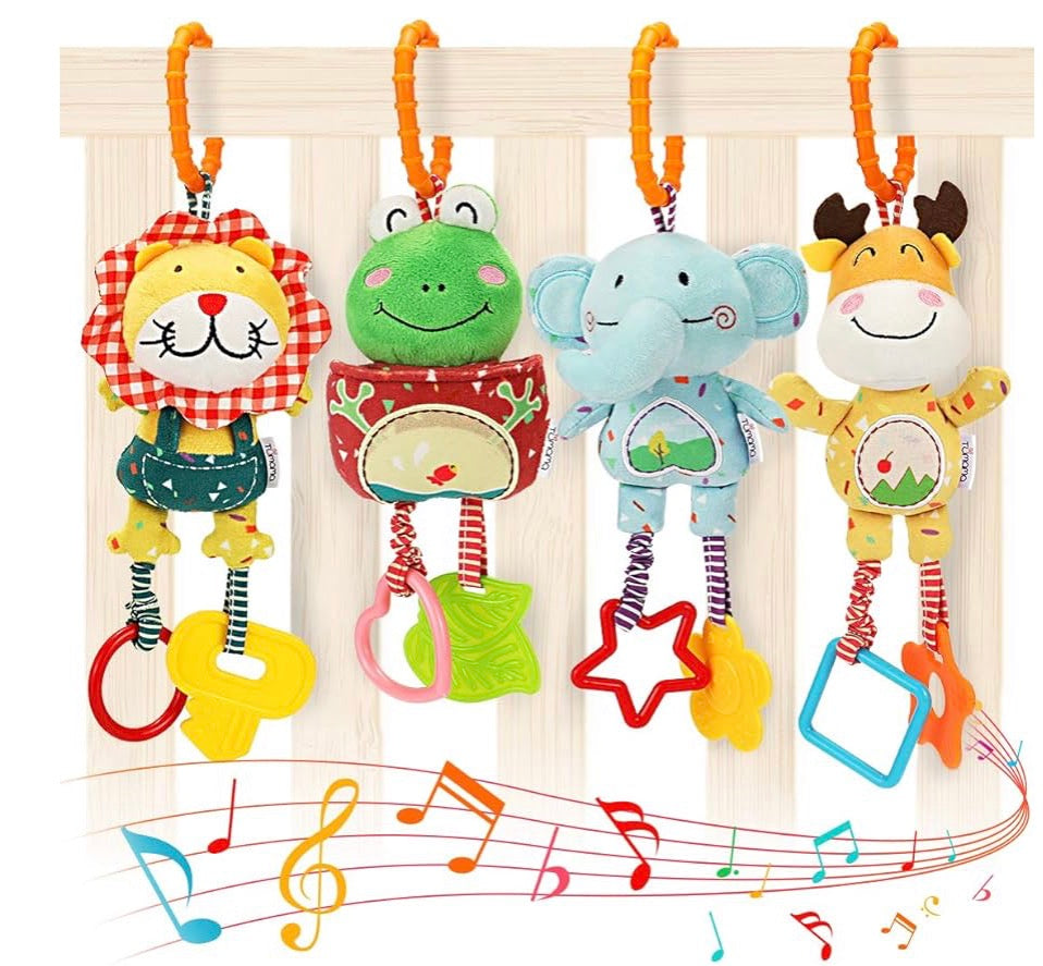 NEW Tumama Hanging Animal Rattles 4pk