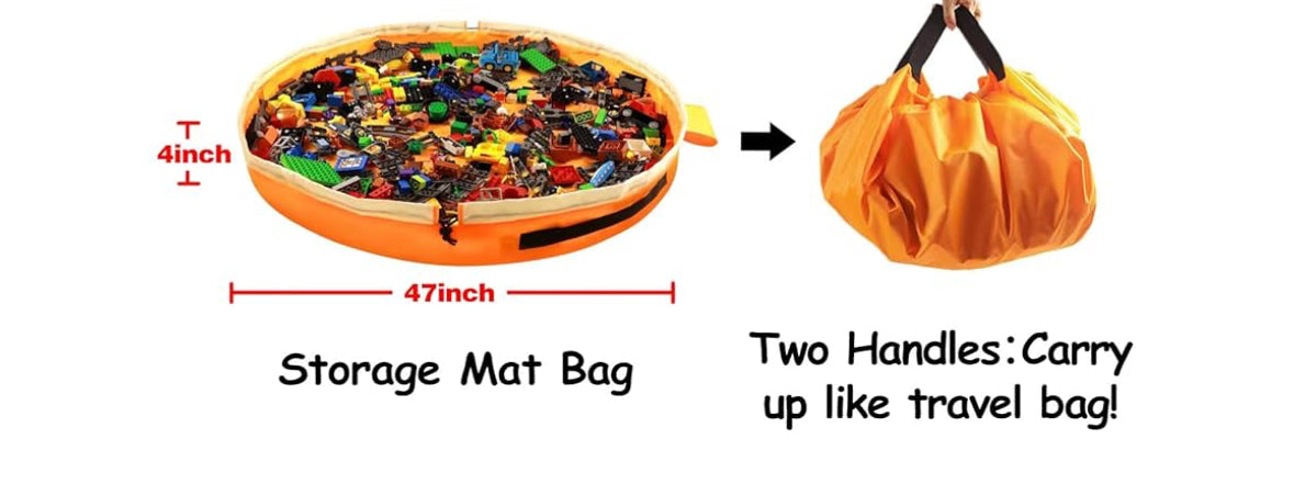 SUMBABO Toy Storage for Lego Play Mat Bag, Orange