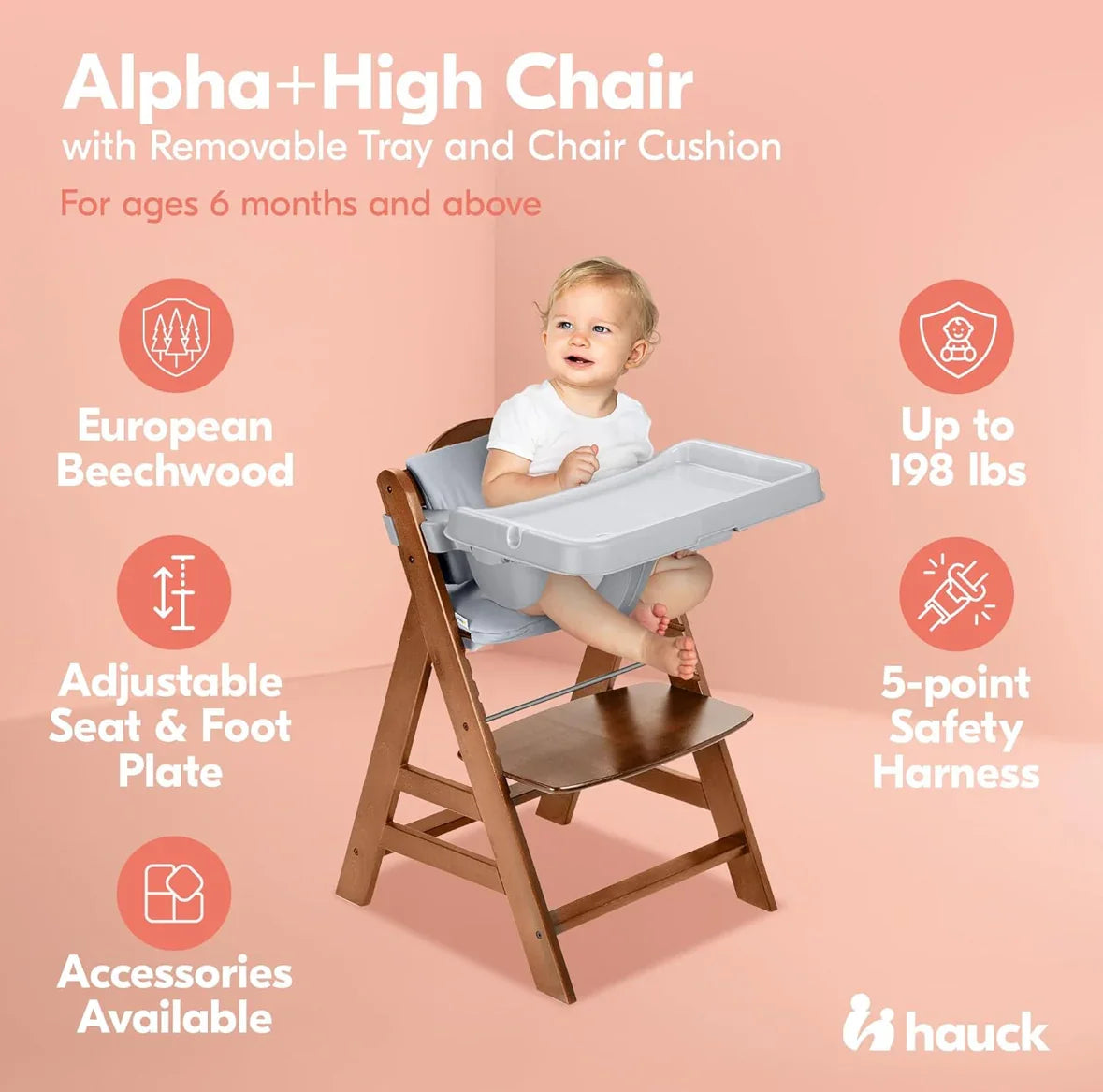 NEW hauck Alpha Grow Along Walnut Booster High Chair - Me n Mommy To Be