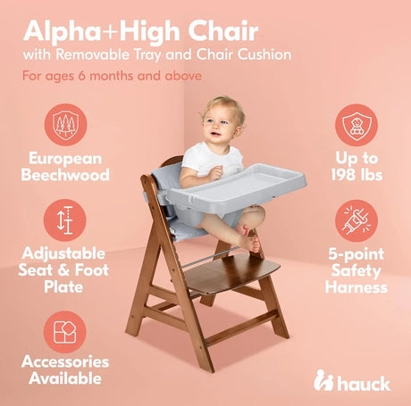 NEW hauck Alpha Grow Along Walnut Booster High Chair - Me n Mommy To Be