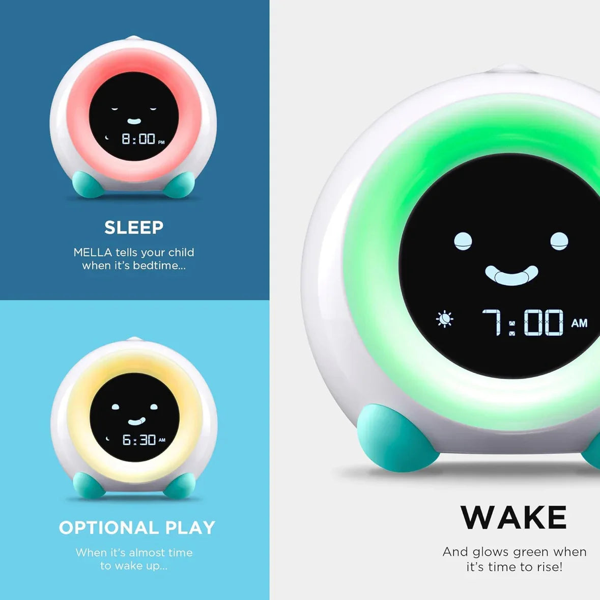 LittleHippo Mella Ready To Rise Children's Sleep Trainer Alarm Clock - Me n Mommy To Be