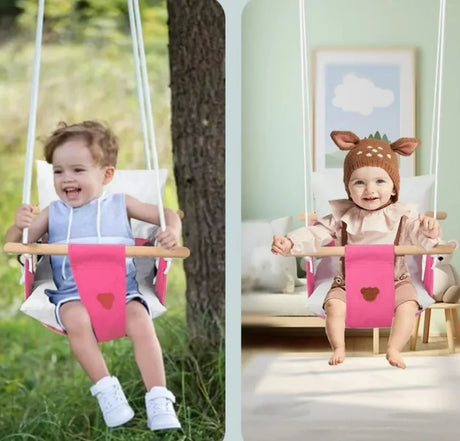 NEW Toddler Swing Set with Canvas Cushion Seat, Pink - Me n Mommy To Be