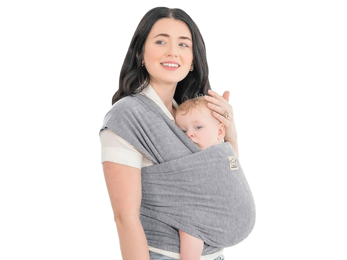 KeaBabies Original Baby Wrap Carrier - Grey 7-35lbs