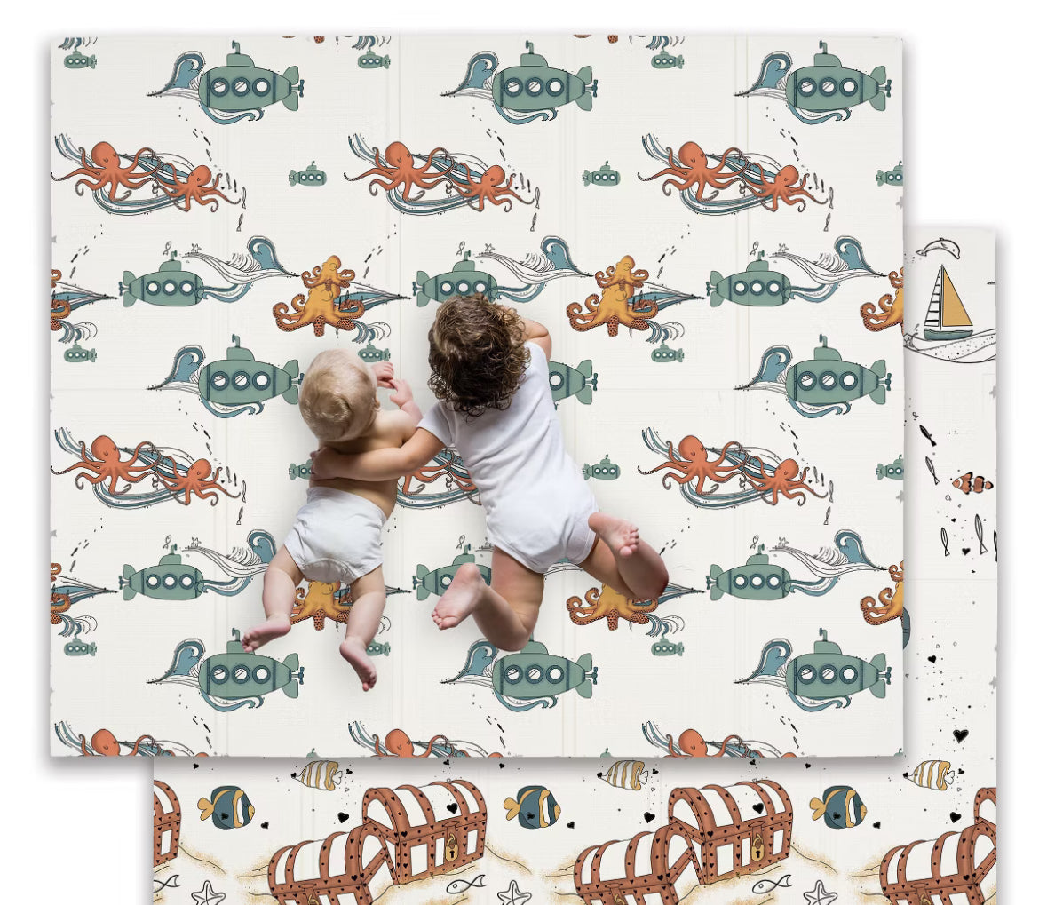 JumpOff JoWaterproof Foam Padded Play Mat - Octopus Treasure 70'' x 59''