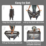NEW Pamo Babe Portable Crib Baby Playpen with Mattress and Carry Bag in Grey