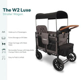 NEW WONDERFOLD W2 Luxe Double Stroller Wagon 2 Seater - Charcoal Grey