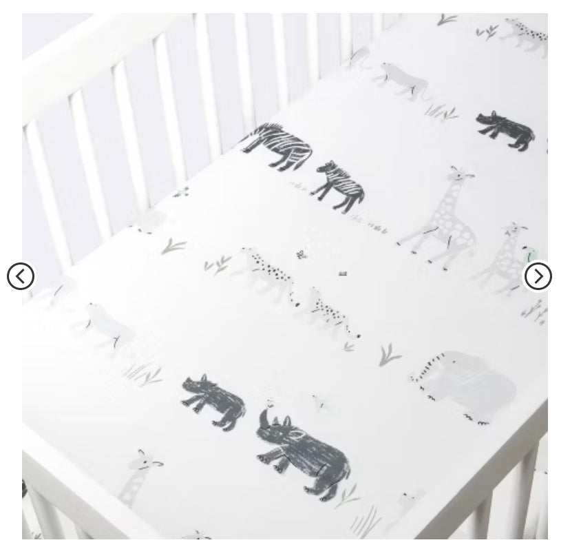 Cloud Island Fitted Crib Sheet Two by Two Animals