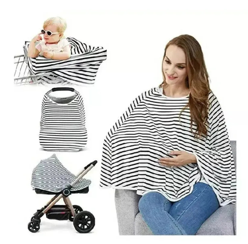 NEW Kefee Kol Multi Use Nursing Cover Stripes Black/White OS