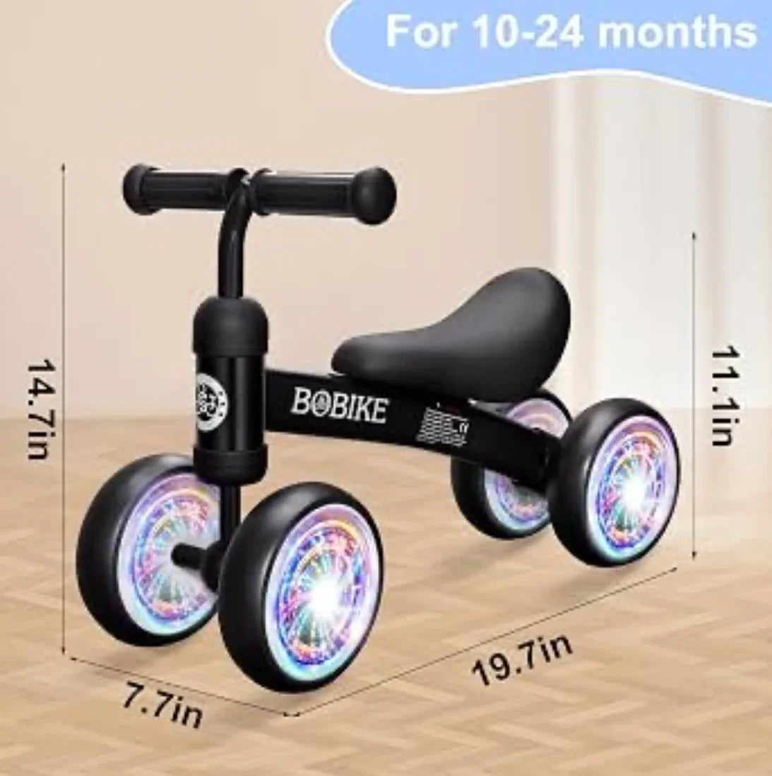 NEW Bobike Light-Up Wheels Balance Bike Black