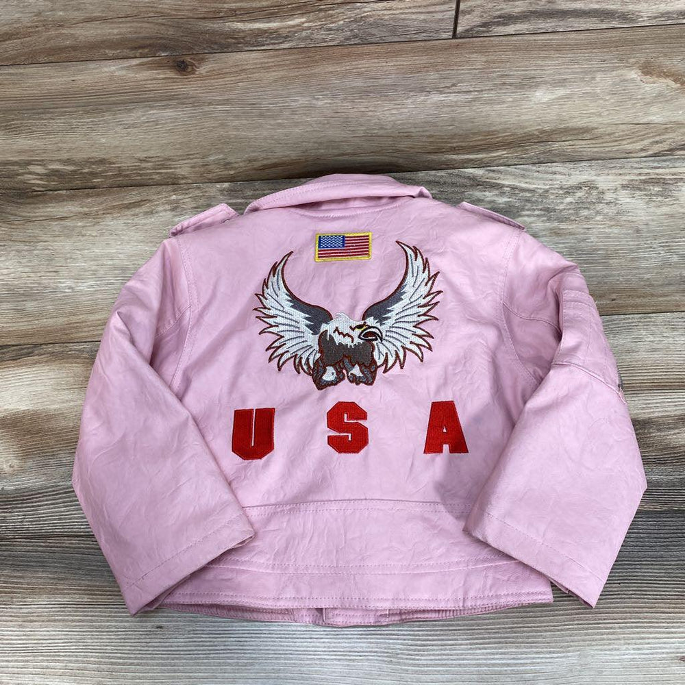 Outdoor Habitat Faux Leather Eagle USA Patch Moto Jacket sz 3T - Me 'n Mommy To Be